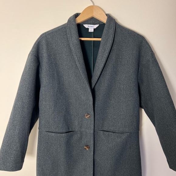 OLD NAVY Womens Long Line Cardigan Green PeaCoat Small Flat Front Winter Warm - Picture 5 of 16